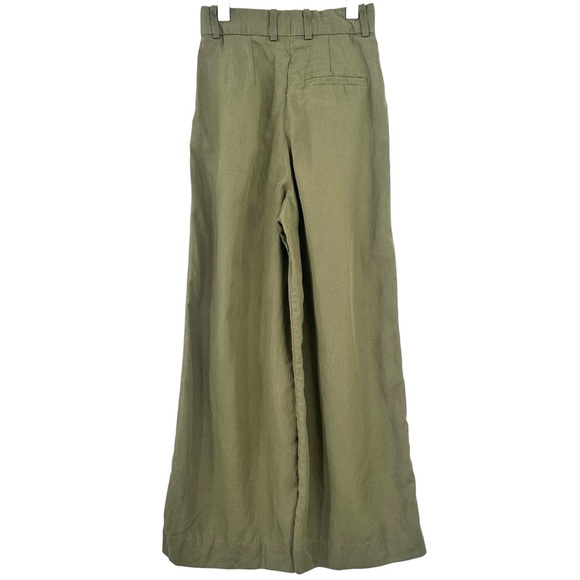 COS Khaki Green High Waisted Wide Leg Relaxed Fit Lyocell Linen Trousers Pants - Picture 6 of 11